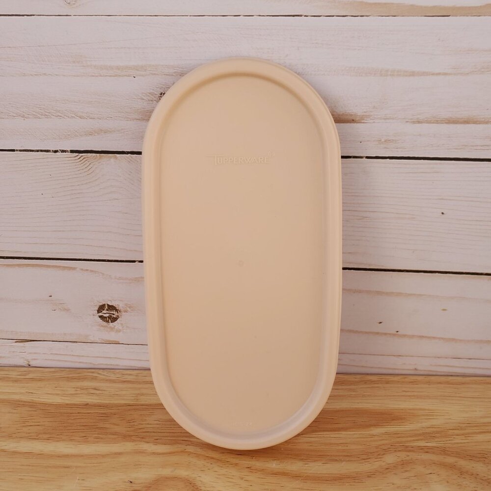 VTG NOS Tupperware Replacement Lid #1616-24 For Modular Mates Beige Oval Plastic
